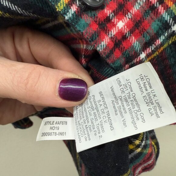 J Crew Factory Holiday Plaid Flannel Long Sleeve Button Up Shirt Mens size Large - Picture 5 of 6